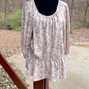 MELLODAY pink floral print top. Size large women’s